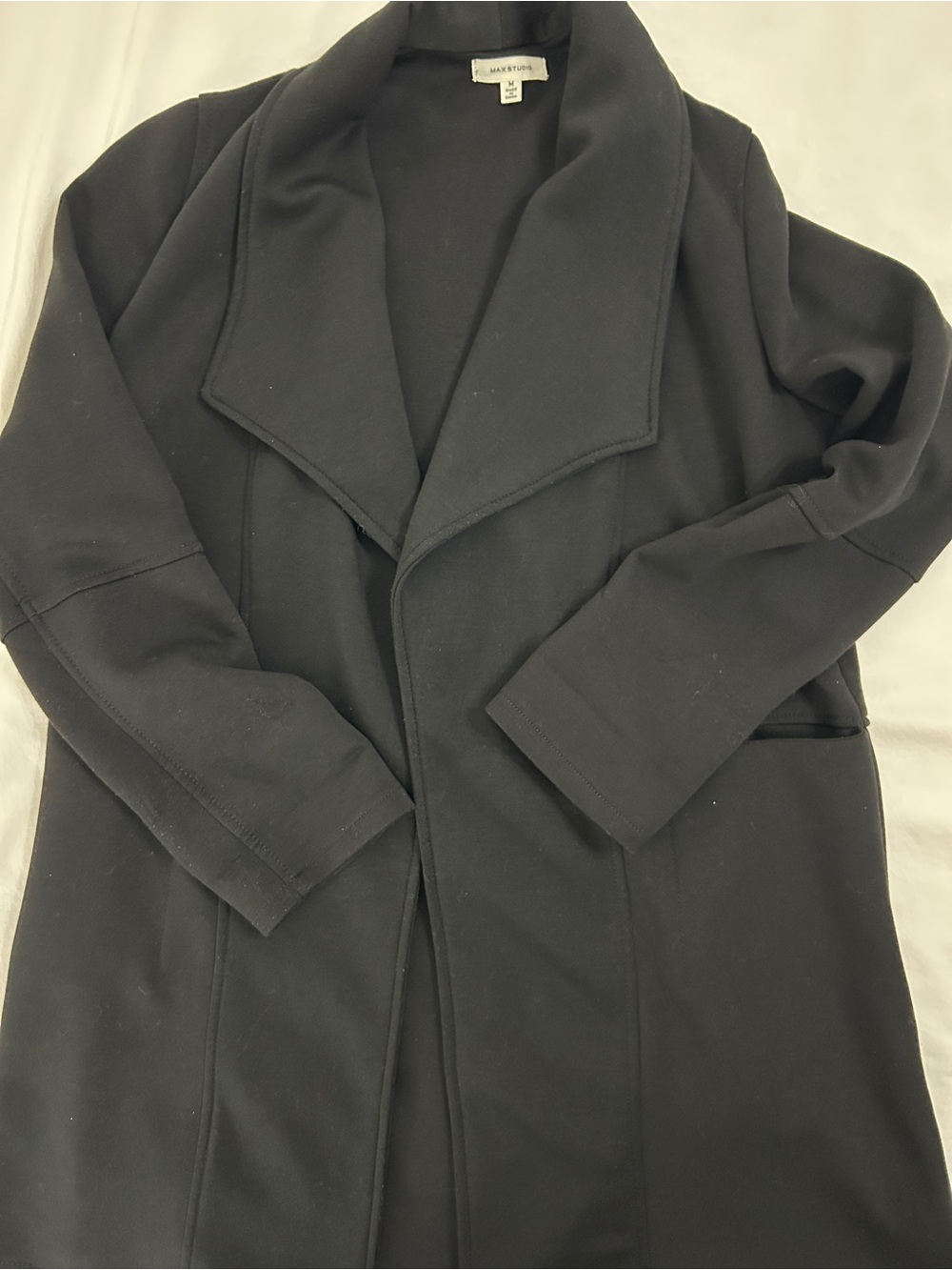 Max Studio Black Shawl-Collar Pea Coat